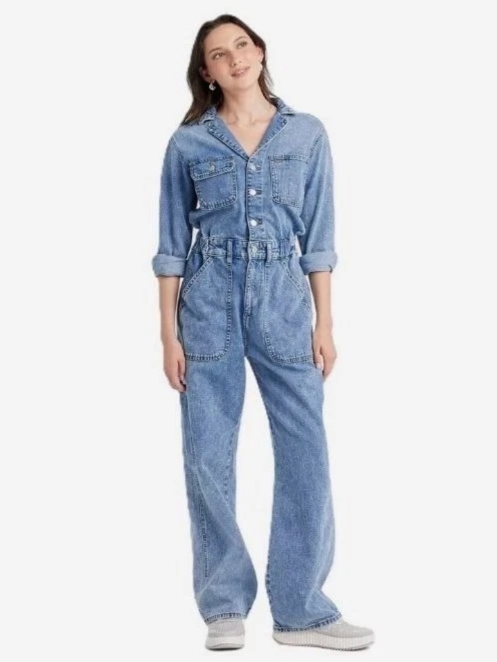 Universal Thread Women's Long Sleeve Utility Baggy Denim Jumpsuit 4R